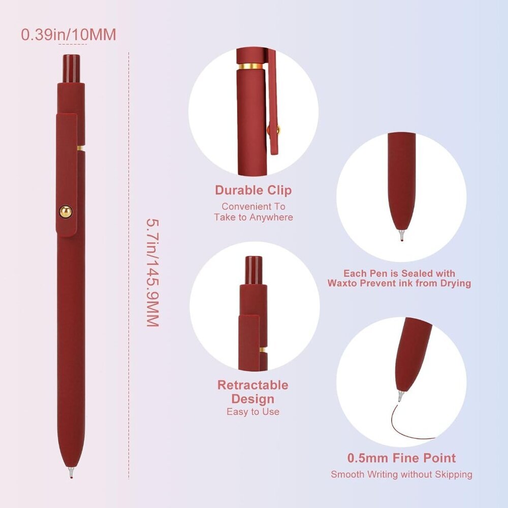 Colorful Gel Pens, 0.5mm Fine Point Retractable,Multi Colored Pens For Journalin View 2